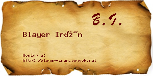 Blayer Irén névjegykártya